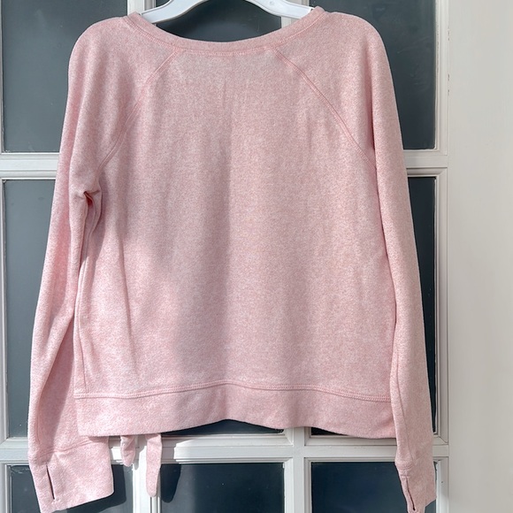 Yogalicious Girls Long Sleeve Tie-Front Heather Pink Sweater, Size L (Girls 12) - Picture 2 of 4